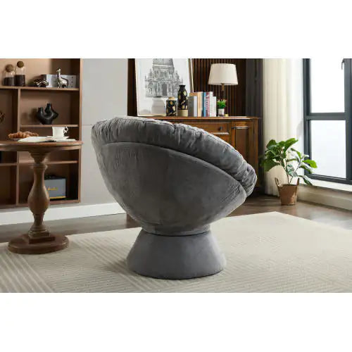 Dark Grey Oversized Swivel Accent Chair with 360 Swivel Feature (37.00 inches)