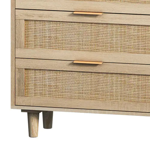 Natural 6-Drawers Rattan Storage Cabinet with Particle Board (51.18 inches)