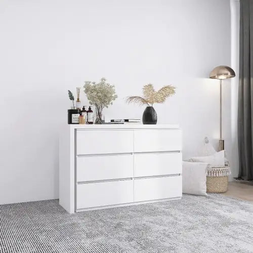 White Extended Desktop with 6 Drawers (45.30 inches)