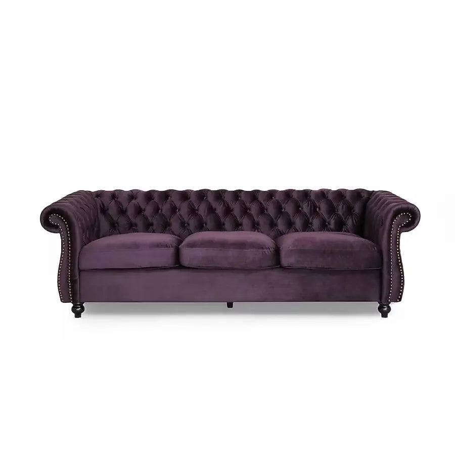 Purple 3-Seater Sofa with Velvet Upholstery (Luxury)