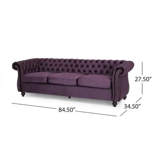 Purple 3-Seater Sofa with Velvet Upholstery (Luxury)