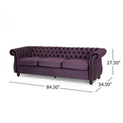 Purple 3-Seater Sofa with Velvet Upholstery (Luxury)