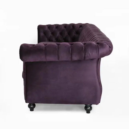 Purple 3-Seater Sofa with Velvet Upholstery (Luxury)