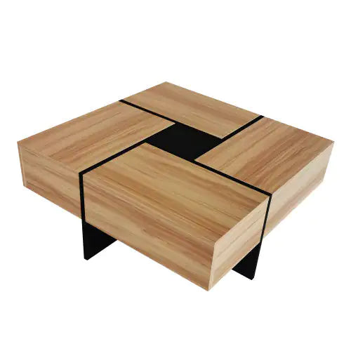 Brown Coffee Table with 4 Hidden Storage Compartments (31.5 inches)