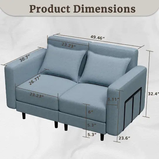 Light Gray Combination Sofa with Modular Design (49.46 inches)