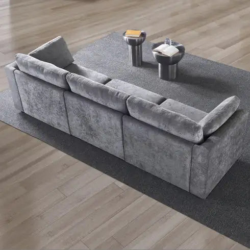 Grey Modular Sofa with Soft Chenille Fabric (3 Seat)