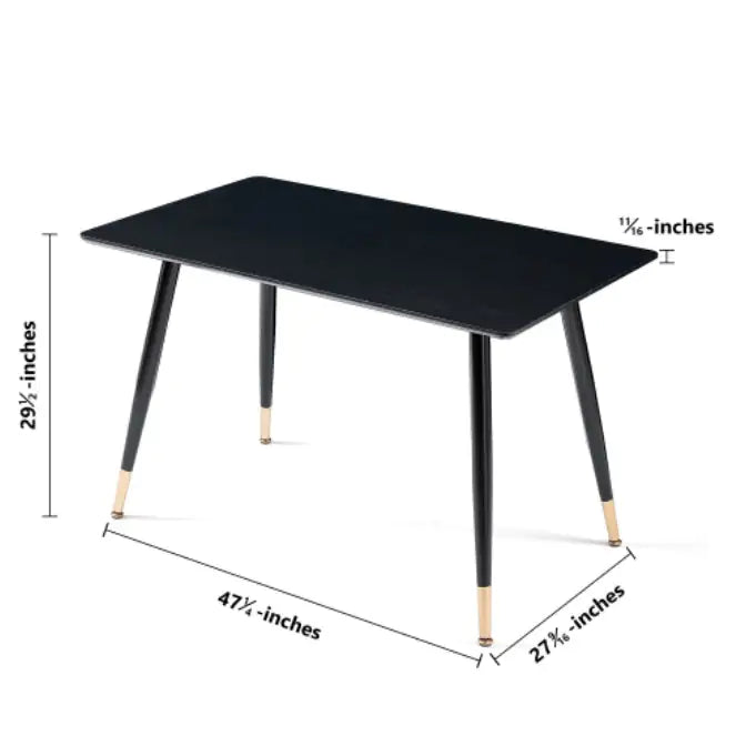 Black Modern Kitchen Dining MDF Table For Smart Home (47.24 inches)