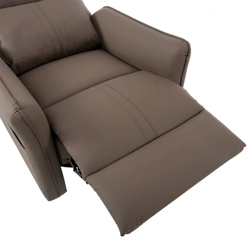 Brown Electric Gliding Recliner Sofa with USB Port (270° Swivel)