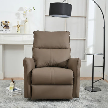 Brown Electric Gliding Recliner Sofa with USB Port (270° Swivel)