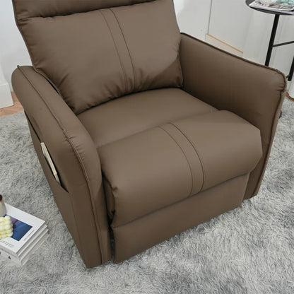 Brown Electric Gliding Recliner Sofa with USB Port (270° Swivel)