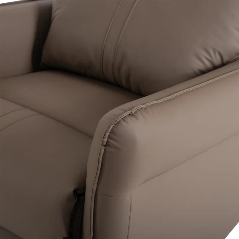 Brown Electric Gliding Recliner Sofa with USB Port (270° Swivel)