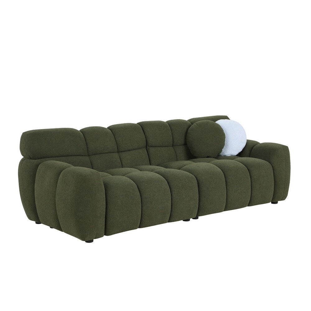 Green Fabric Sofa with Boucle Material (34.6 * 25.5 * 32.2 inches)