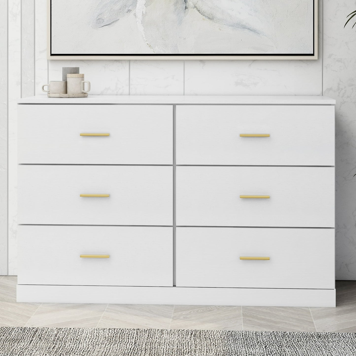 Antique White Chest with Drawers Included (6-drawer)