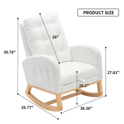 White Accent Rocking Chair with Footrest (26.77D X 38.36W X 39.76H inches)