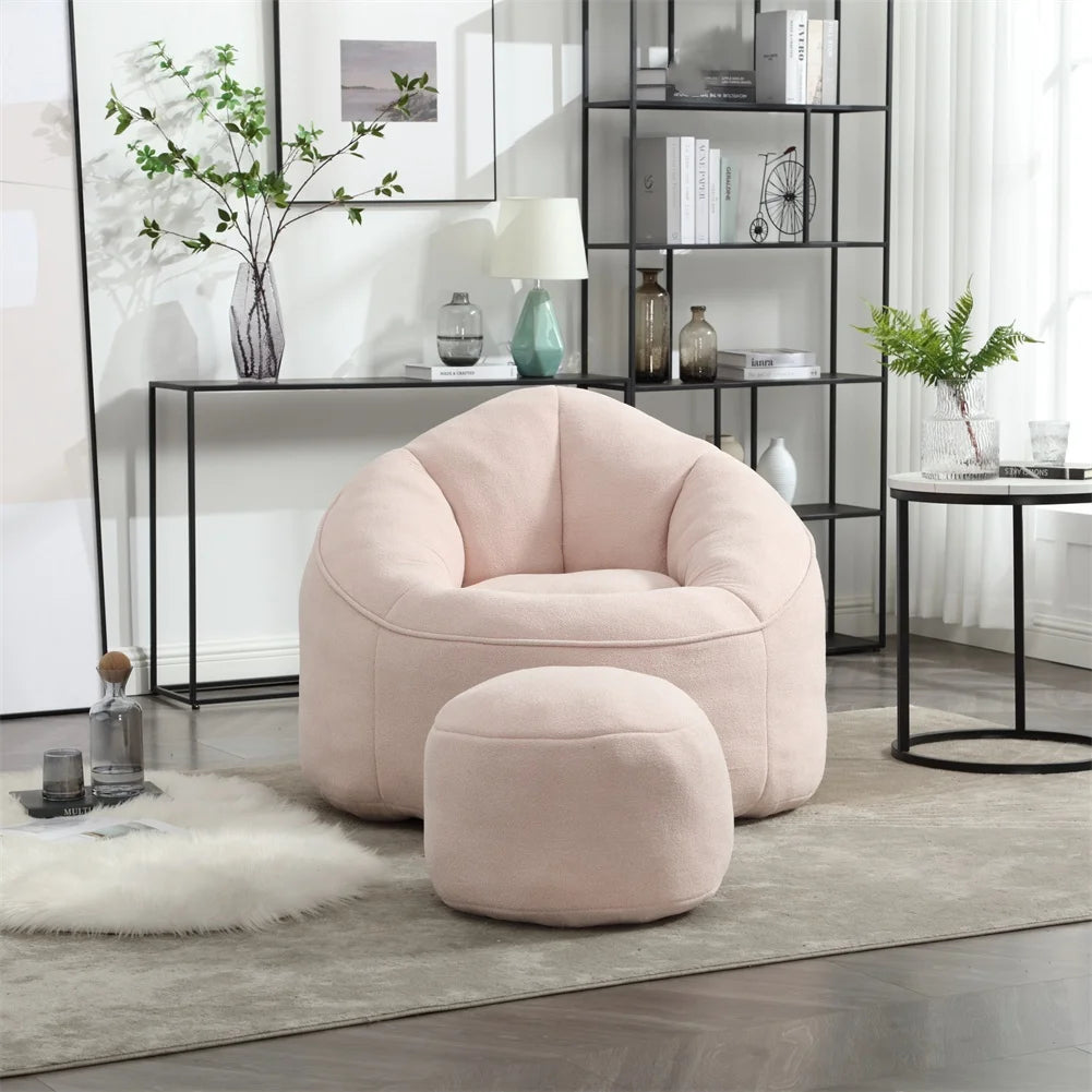 Pink Bedding Bean Bag Sofa Chair with Footrest (40.00 inches)