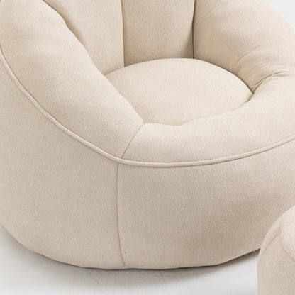 Beige Bedding Bean Bag Sofa Chair with Footrest (40.00 inches)