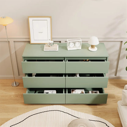 Green Large 6-drawer Cabinet Dressing Table with Extra Deep Drawers