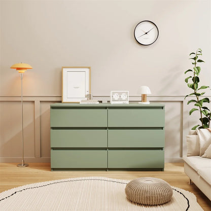 Green Large 6-drawer Cabinet Dressing Table with Extra Deep Drawers