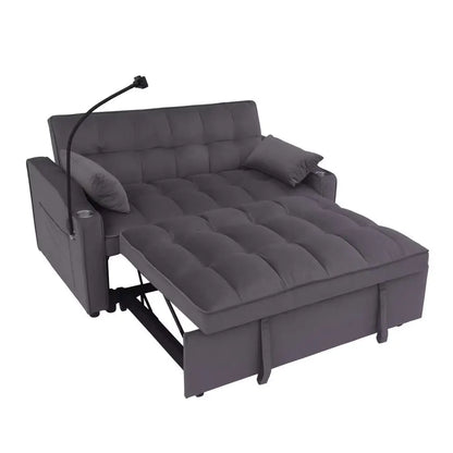 Dark Gray Velvet Two-seater Sofa with Pullout Bed (70.2 inches)