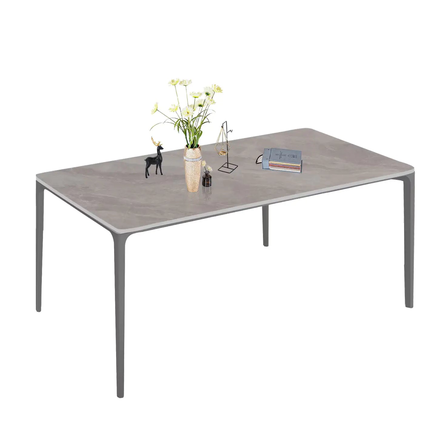 Grey Dining Table with Sintered Stone Top (63 inches)