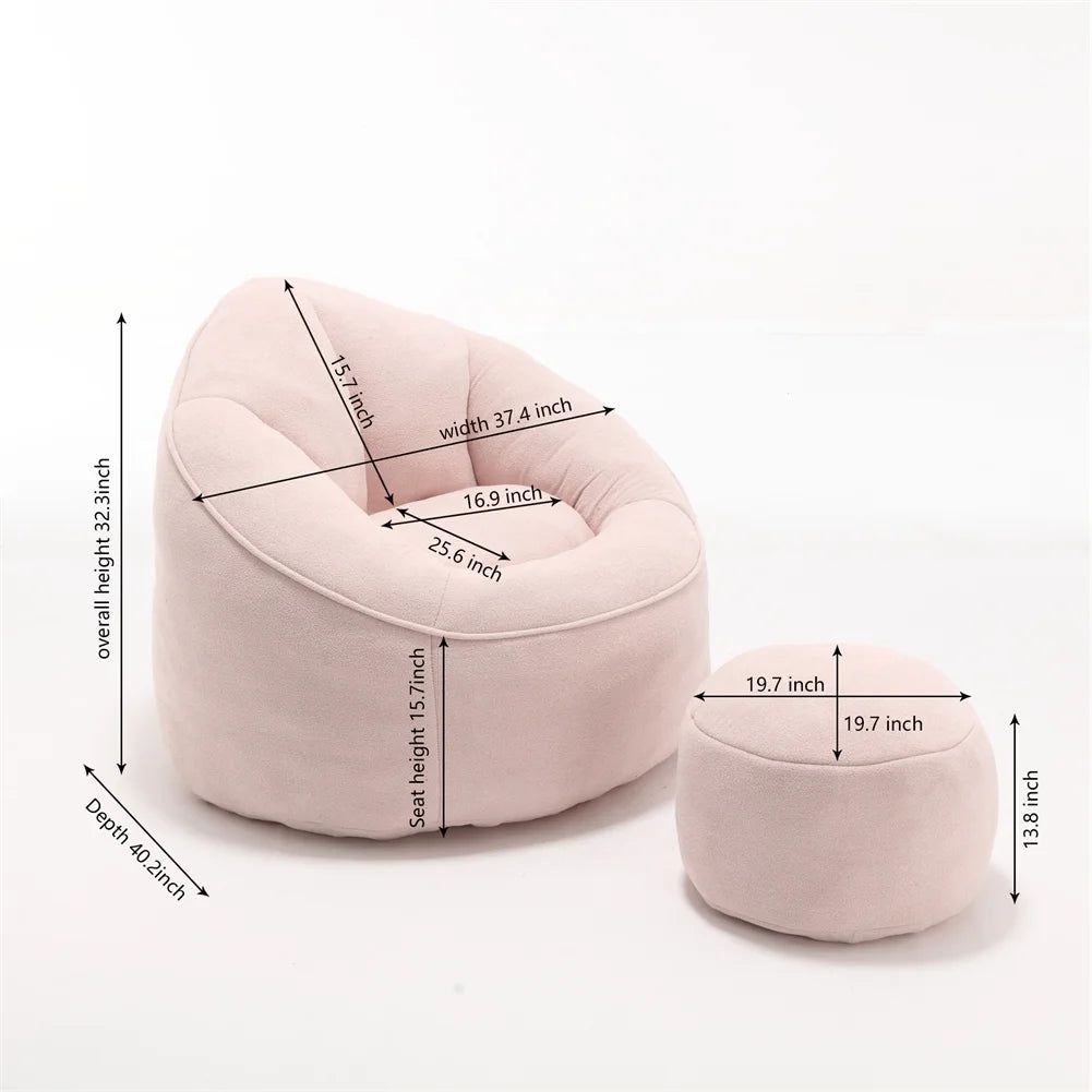 Pink Bedding Bean Bag Sofa Chair with Footrest (40.00 inches)