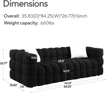 Black Fabric Sofa with Boucle Material (34.6 * 25.98 * 17.32 inches)