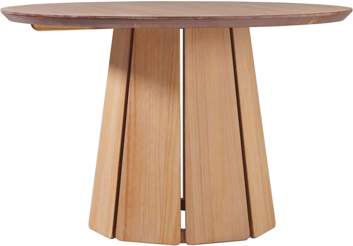 Light Brown Modern Round Solid Wood Pedestal Dining Table with Cerused White Finish (47.50 inches)