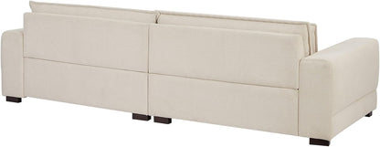 Beige Medieval Sofa with Fabric Seating (104.72 inches)