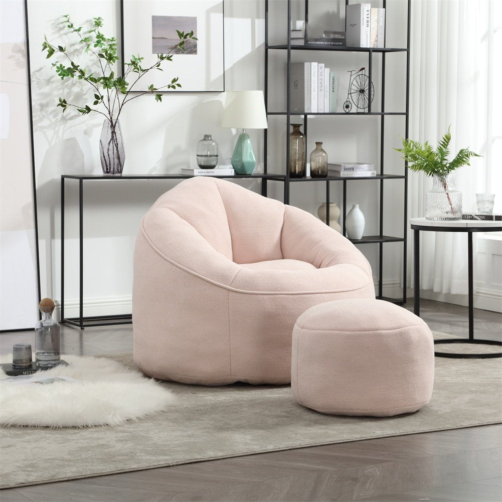 Pink Bedding Bean Bag Sofa Chair with Footrest (40.00 inches)