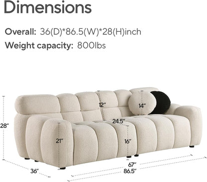 Beige Home Fabric Sofa with Boucle Material (34.6 * 25.5 * 32.2 inches)