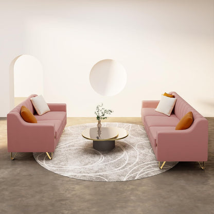 Pink Velvet Combo Sofa Set with Love Seat and Sofa