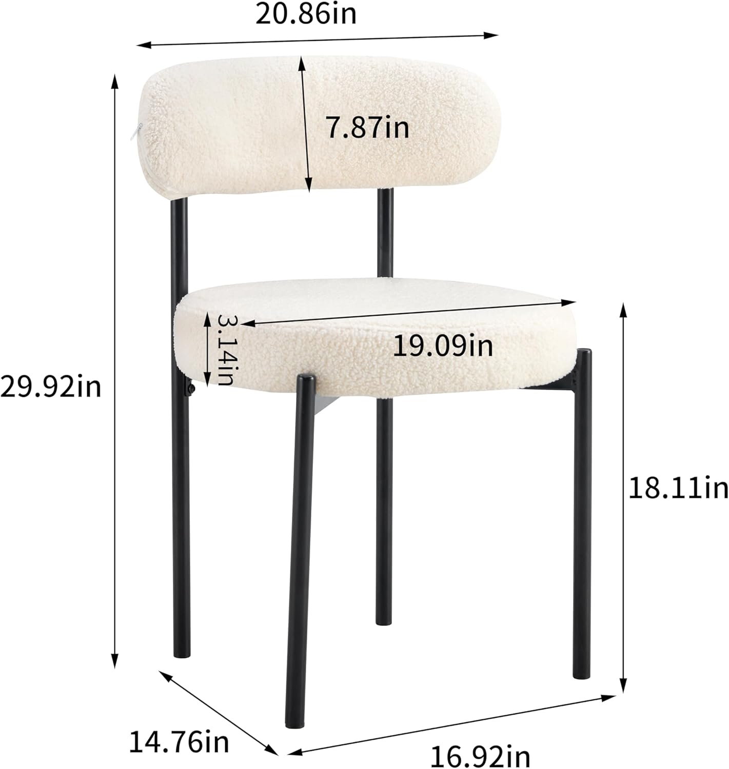 Cream White Make-up Chair with Backrest (29.52 inches)