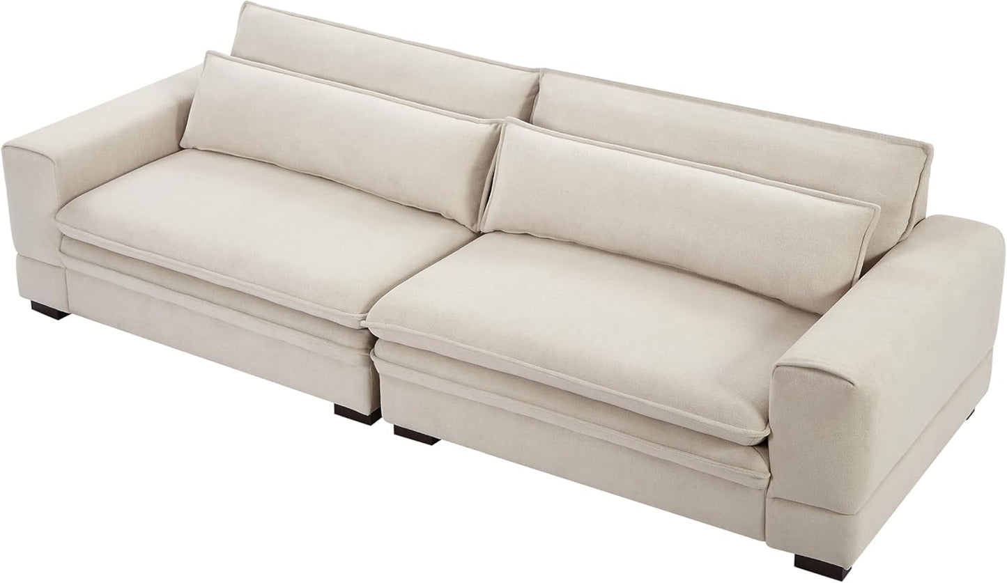 Beige Medieval Sofa with Fabric Seating (104.72 inches)