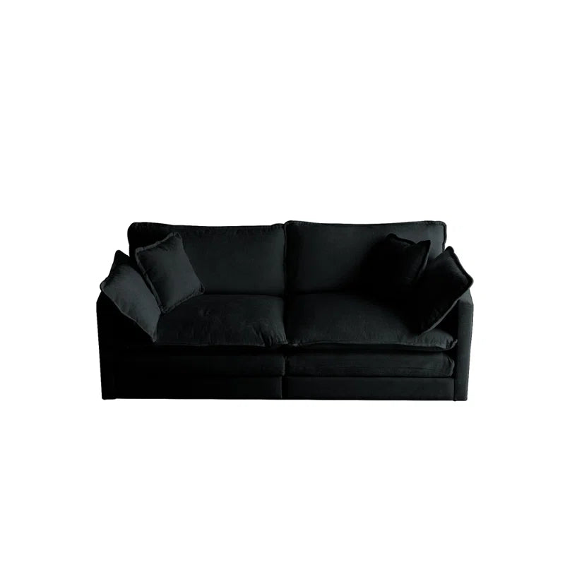 Black Modern Fabric Loveseat Sofa with 4 Pillows (Large Size)