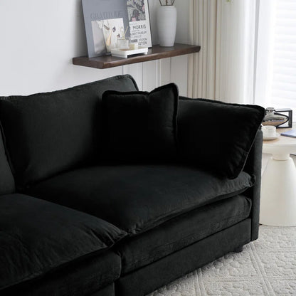 Black Modern Fabric Loveseat Sofa with 4 Pillows (Large Size)