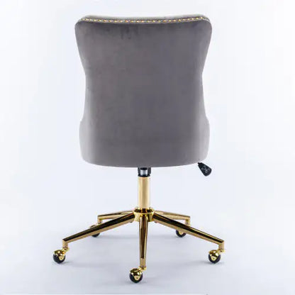 Grey Home Office Chair with Tufted Velvet Buttons