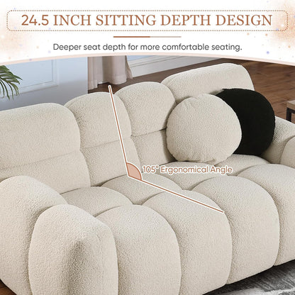 Beige Sofa with Boucle Material (64.96 inches)