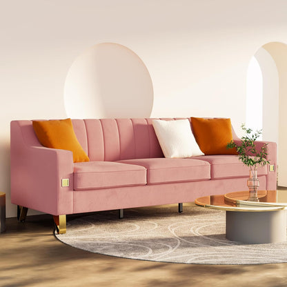 Pink Velvet Combo Sofa Set with Love Seat and Sofa