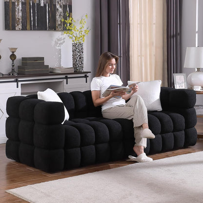 Black Fabric Sofa with Boucle Material (34.6 * 25.98 * 17.32 inches)