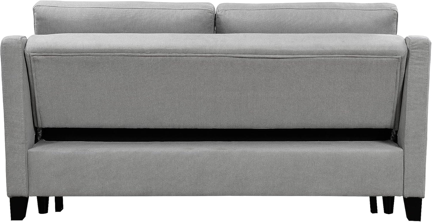 Light Grey 3-in-1 Convertible Queen Sofa Bed with Pull-out Bed and Reclining Backrest (69 inches)