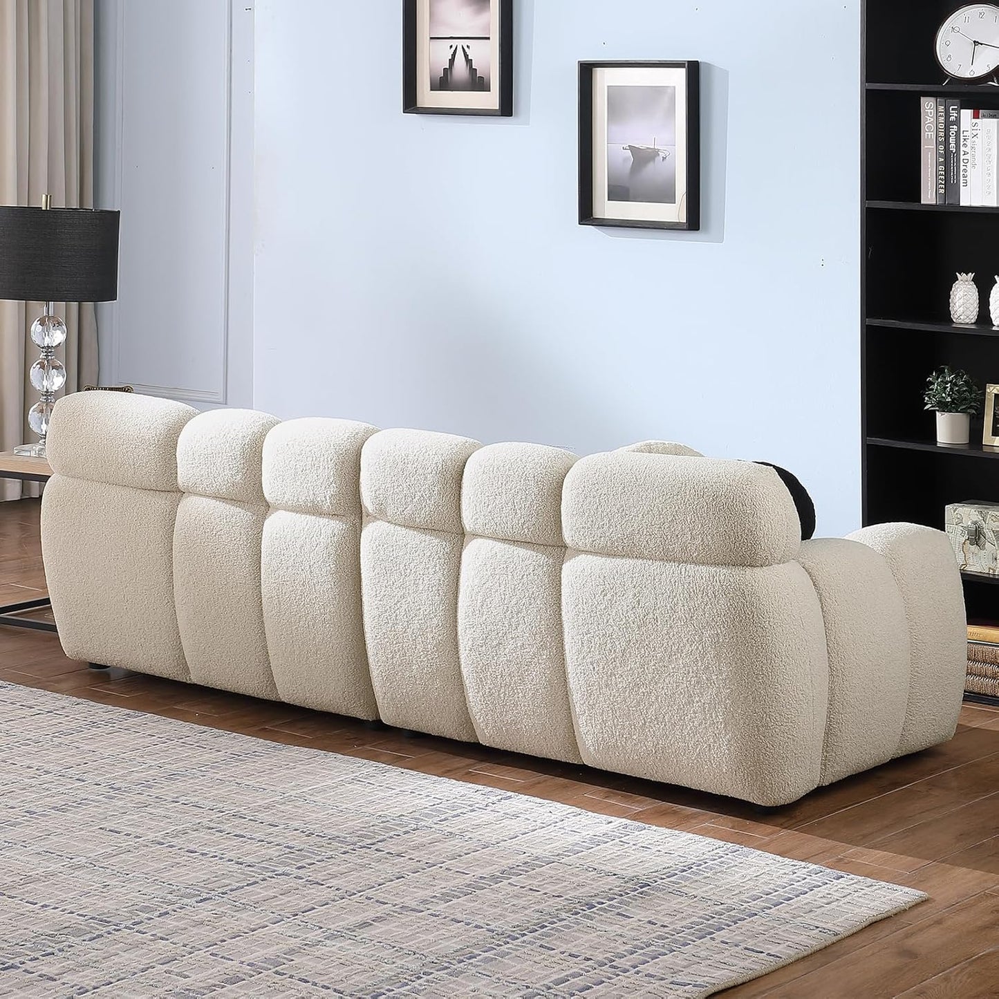 Beige Home Fabric Sofa with Boucle Material (34.6 * 25.5 * 32.2 inches)