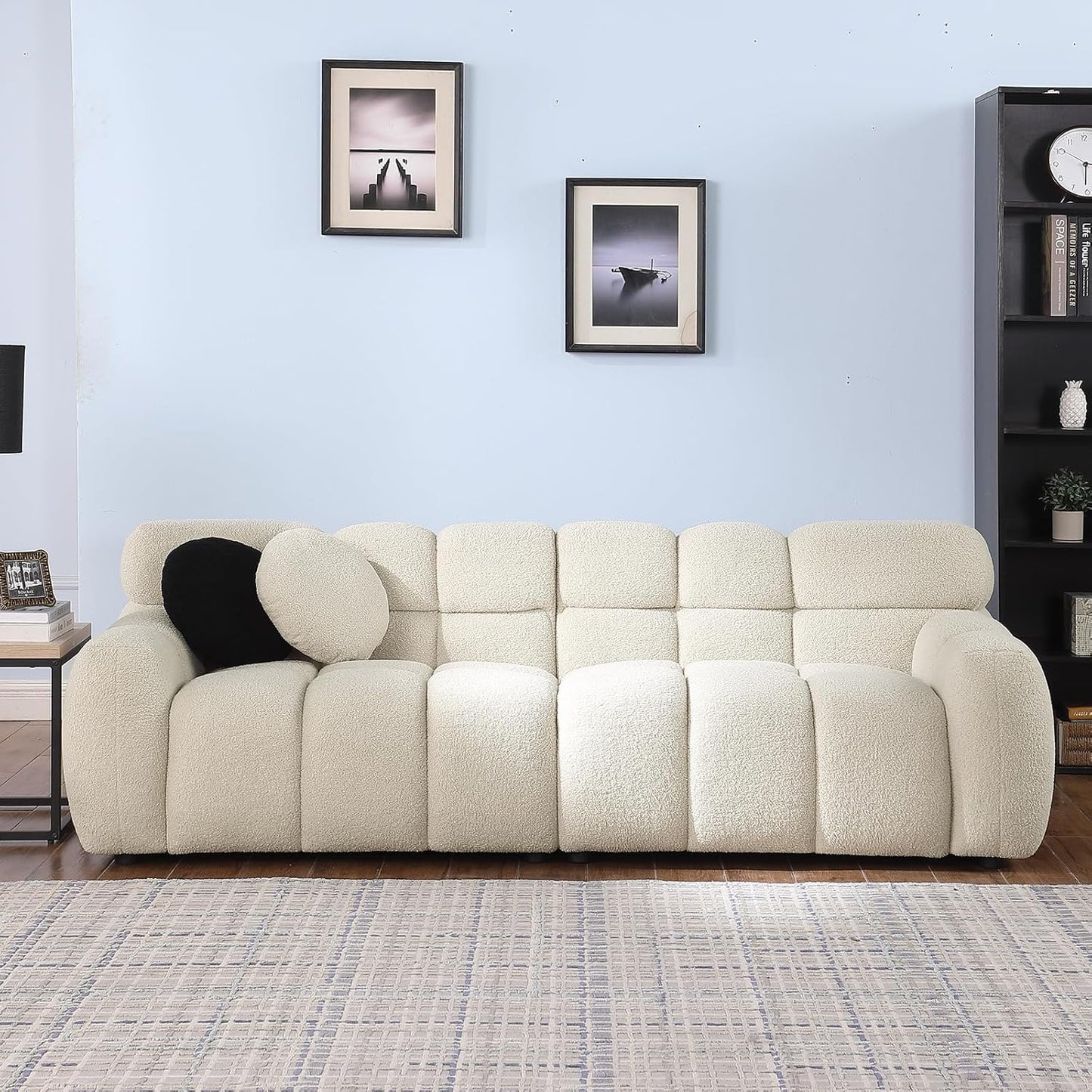 Beige Home Fabric Sofa with Boucle Material (34.6 * 25.5 * 32.2 inches)