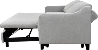 Light Grey 3-in-1 Convertible Queen Sofa Bed with Pull-out Bed and Reclining Backrest (69 inches)