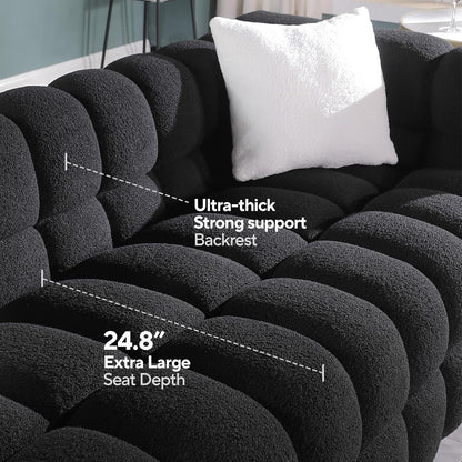 Black Fabric Sofa with Boucle Material (34.6 * 25.98 * 17.32 inches)