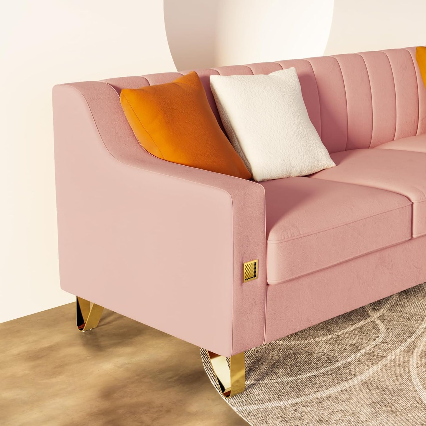 Pink Velvet Combo Sofa Set with Love Seat and Sofa