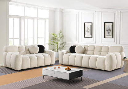 Beige Sofa with Boucle Material (64.96 inches)