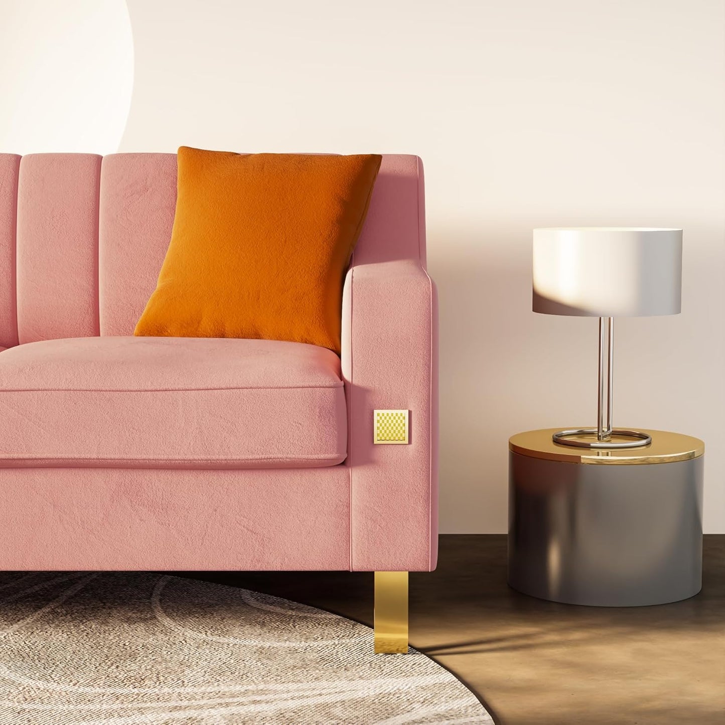 Pink Velvet Combo Sofa Set with Love Seat and Sofa