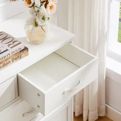 White Bedroom Dresser with Antique Handles (47.56 inches)