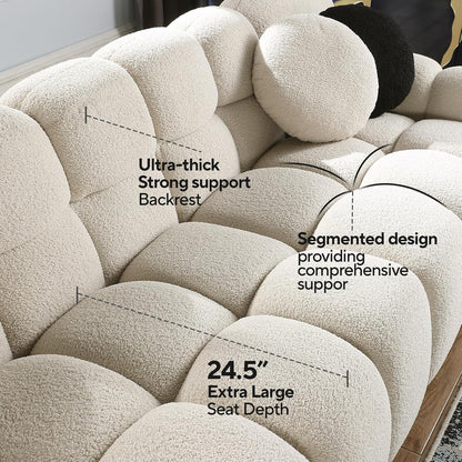 Beige Home Fabric Sofa with Boucle Material (34.6 * 25.5 * 32.2 inches)