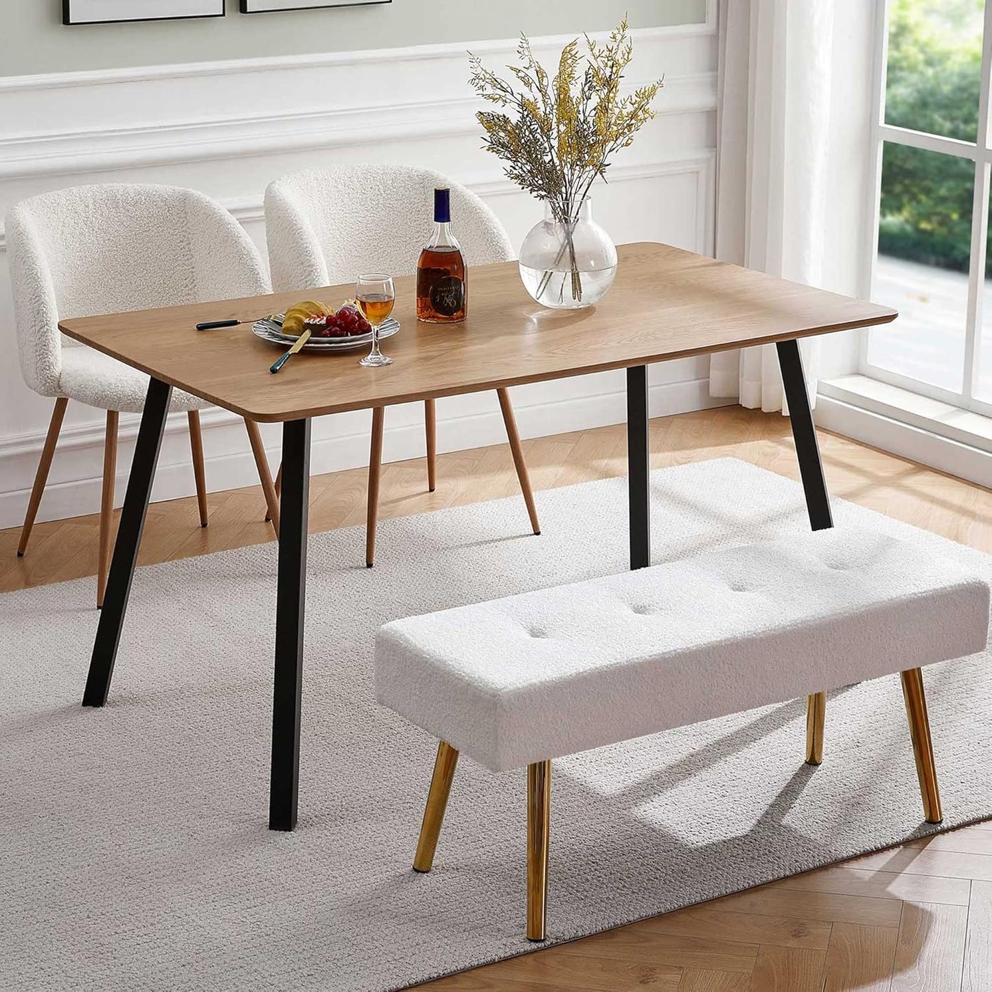 Walnut Modern Design Rectangle MDF Dining Table with Distressed Finish (Rectangular)